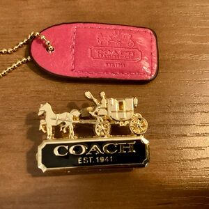 Coach Pink Leather Tag with Gold Carriage Logo Charm